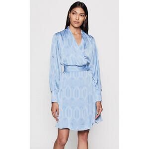 NWT Equipment Fanetta Geo Print Belted Long Sleeve Wrap Dress Size 0